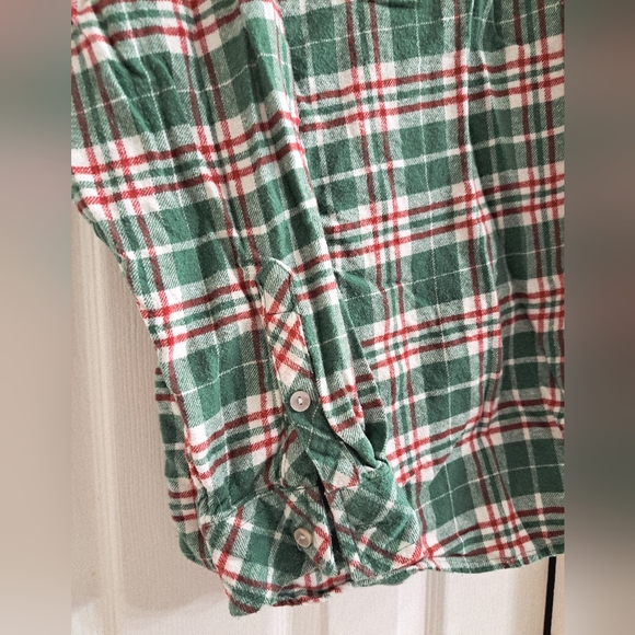 Soft Flannel Red and Green Plaid Button Down Shirt - Picture 3 of 3
